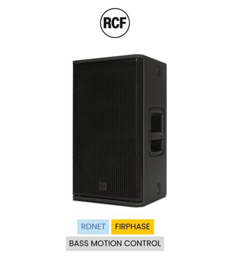 Loa RCF KX 32-A 2 đường tiếng, SPL 134 dB, woofer neodymium 12 inch, ampli Class-D 3200W, DSP FiRPHASE, RDNet, vỏ gỗ bạch dương