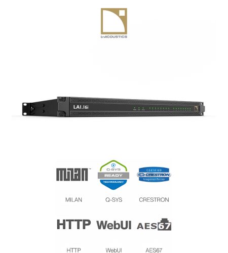 Bộ khuếch đại 16 kênh L-Acoustics LA1.16i, DSP Gen.5 Dual SHARC, công suất tối đa 16x160W, hỗ trợ Milan-AVB, AES67, AES/EBU, analog, lý tưởng cho lắp đặt âm thanh chuyên nghiệp.
