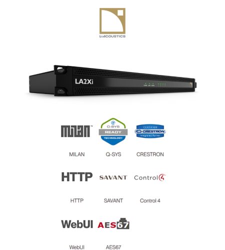 Amplified controller 4 kênh L-Acoustics LA2Xi, DSP Gen.4 Dual SHARC, công suất 4x640W, hỗ trợ Milan-AVB, AES/EBU, analog, terminal block, lý tưởng cho lắp đặt âm thanh chuyên nghiệp.