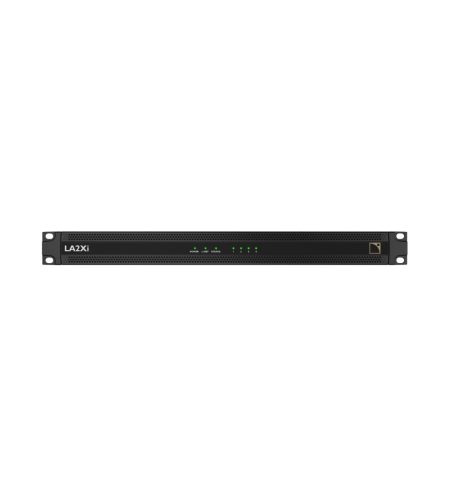 Mặt trước của Amplified controller 4 kênh L-Acoustics LA2Xi, DSP Gen.4 Dual SHARC, công suất 4x640W, hỗ trợ Milan-AVB, AES/EBU, analog, terminal block, lý tưởng cho lắp đặt âm thanh chuyên nghiệp.